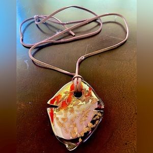 Silk Wire Necklace with Murano Glass Pendant